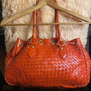 Adrianne Vittadini Orange Red woven leather bag